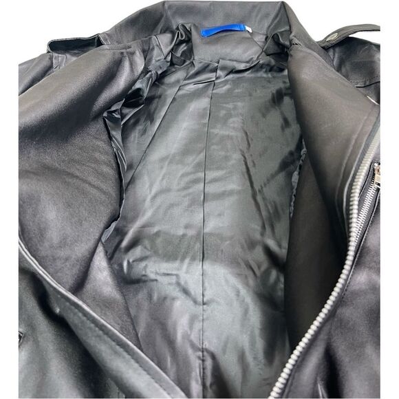 Black Soft Leather Biker Motorcycle Jacket - Picture 7 of 14